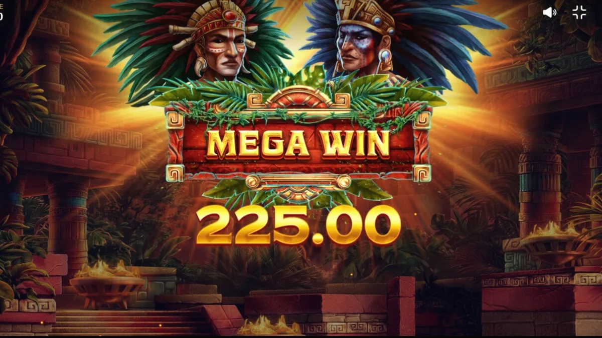 Pemandangan hutan kuno dan reruntuhan Aztec dalam slot Aztec Tribute